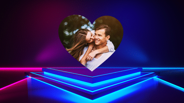 3D heart on stage Photo frame effect | Pixiz