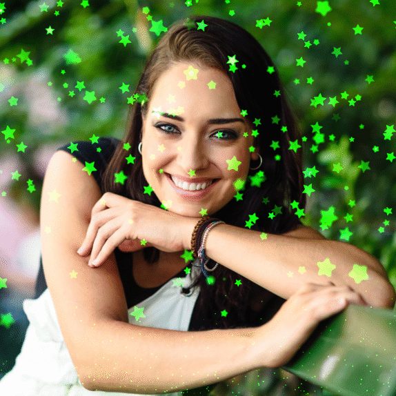 Animated green falling stars Photo frame effect | Pixiz