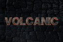 Text auf Feuer-Lava-Vulkan vulkanisch
