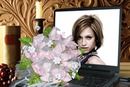 Computer portatile di scena Mazzo di fiori