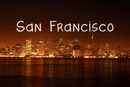 Textová správa o nočnom meste San Francisco