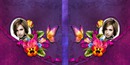 Violets grāmatas vāks ar ziediem un tauriņiem