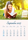 2017 m. rugsėjo mėn. kalendorius su pritaikoma nuotrauka (galimos keliomis kalbomis)