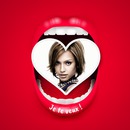 Heart in mouth with red background