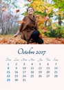 Oktober 2017-kalender med foto, der kan tilpasses (flere sprog tilgængelige)