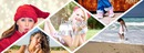 5 pictures Facebook cover with triangles and lozenges with personal text