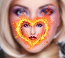 Flame heart with blurred background