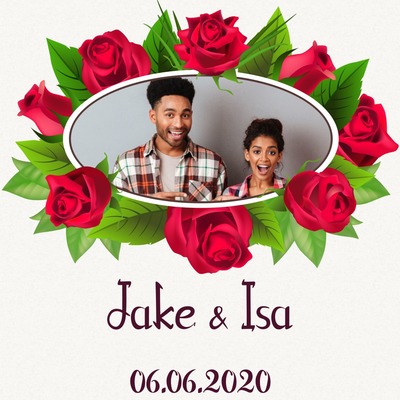Red roses Photo frame effect