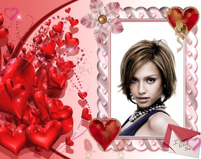 Bericht Ik hou van je Ruby Hearts Fotomontage