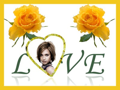 Sirds mīlestība dzeltenās rozes ♥ Fotomontāža