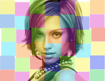 Mosaico colorido animado Fotomontagem