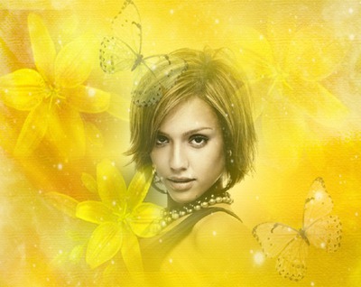 Yellow Fade Gospina trava Cvijeće Leptiri Fotomontaža