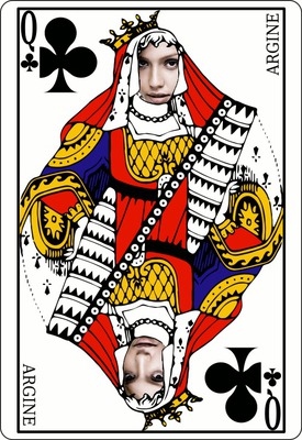 Card Queen of club 2 gambar Wajah Photomontage