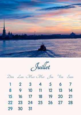 Juli 2018-kalenderen kan udskrives i A4-format Fotomontage