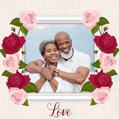 Pink and red roses Photo frame effect