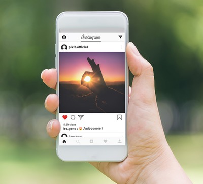 Instagram sullo smartphone Fotomontaggio