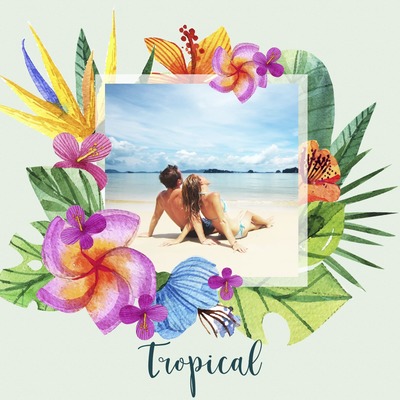 Tropical watercolor Photo frame effect