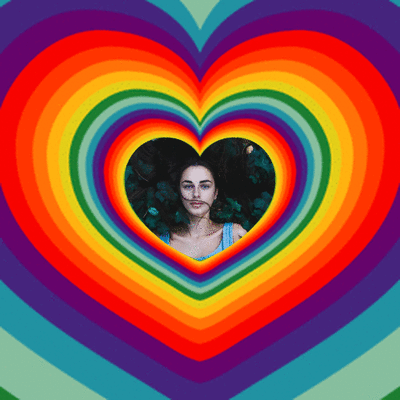 Animuota kelių spalvų širdelė Fotomontažas
