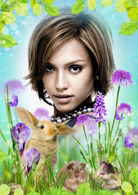 Kelinci, hamster dan tikus di alam Photomontage