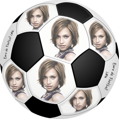 Футбольный мяч с 6 пользовательскими фотографиями и текстами в формате PNG Фотомонтаж