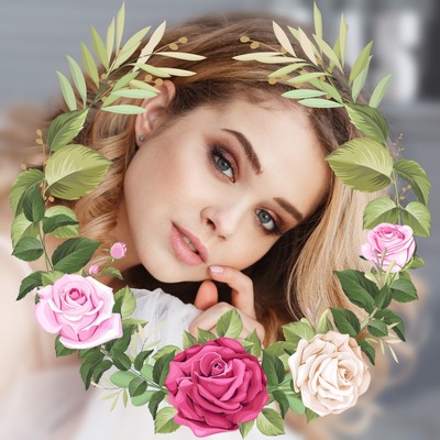 Krans van rozen Fotomontage