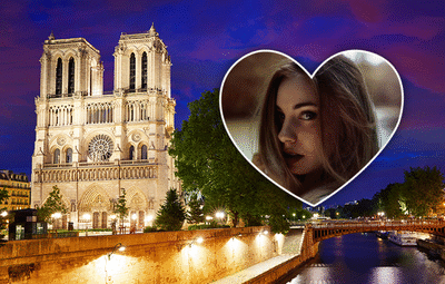 Paryžiaus Dievo Motinos katedra su širdies plakimu Fotomontažas
