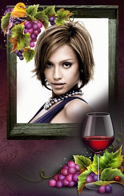 Segelas anggur Sekelompok anggur Photomontage