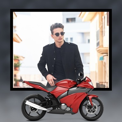 Rotes Motorrad Fotomontage