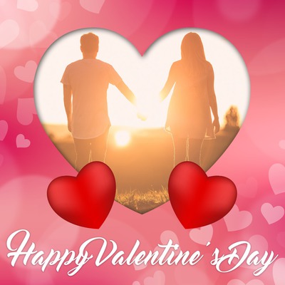 Rote Herzen zum Valentinstag Fotomontage