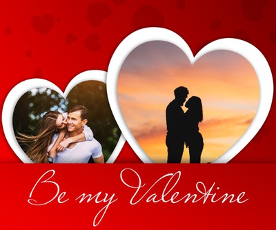 2 Herzen zum Valentinstag Fotomontage