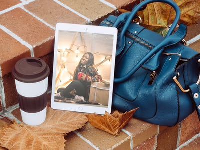 iPad og kaffe at gå Fotomontage