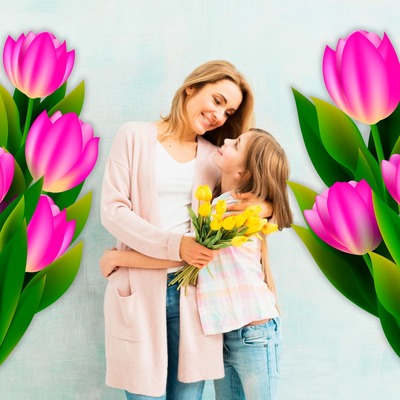 Rózsaszín tulipánok Fotómontázs
