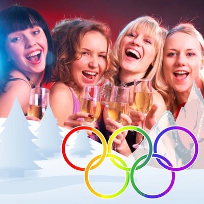 Ziemas Olimpisko spēļu LGBT krāsu gredzeni Fotomontāža