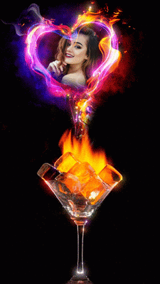 Animeret flammende hjerte Fotomontage