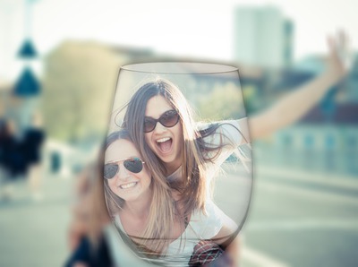 Glass with blurred background Photo frame effect