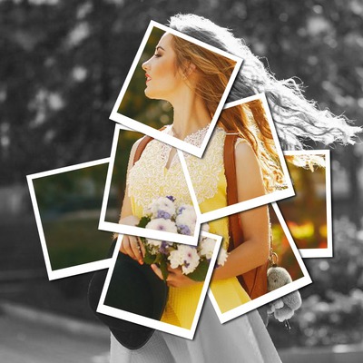 Polaroid style collage Photo frame effect