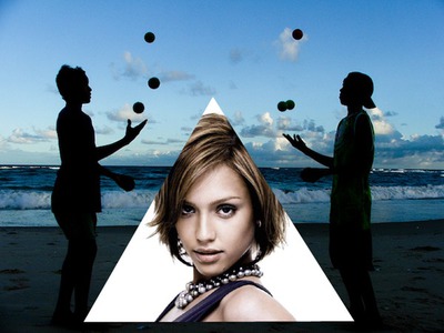Trojúhelníkové moře žongléři Fotomontáž
