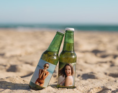 Øl på stranden Fotomontage