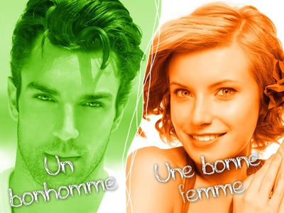 Bonhomme Bonne femme Vert et orange 2 photos