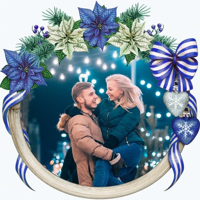 Christmas wreath Photo frame effect