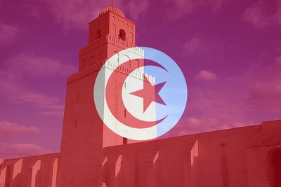 Tunesiens flag Fotomontage