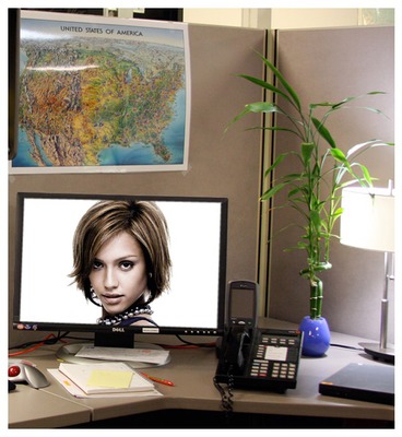 Schermo del computer della scena del desktop Fotomontaggio