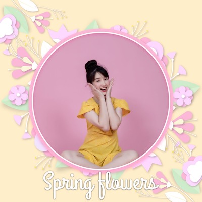 Small spring flowers Photo frame effect