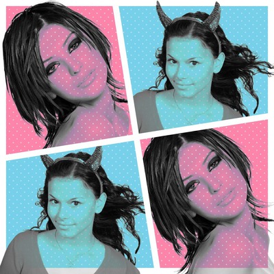 2 foto Pop-Art Style Biru dan pink Photomontage