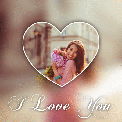 Animated heart beat with personal text Photo frame effect