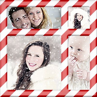 Zuckerstangen-Collage Pêle mischt 4 Weihnachtsfotos