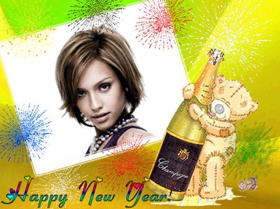 Happy new year New year Happy new year Champagne Photo frame effect