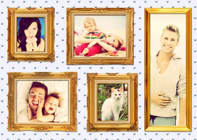 家族の肖像画フレーム 5 枚の写真 フォトモンタージュ