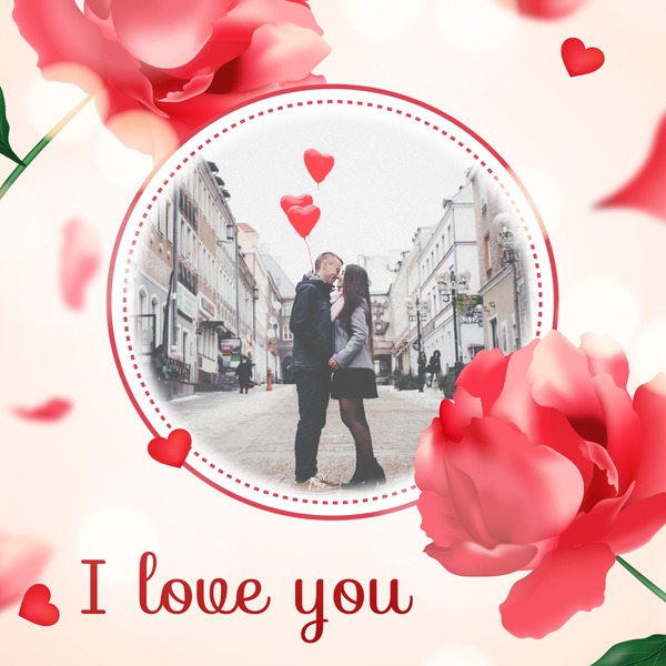 Romantic circle Photo frame effect Pixiz