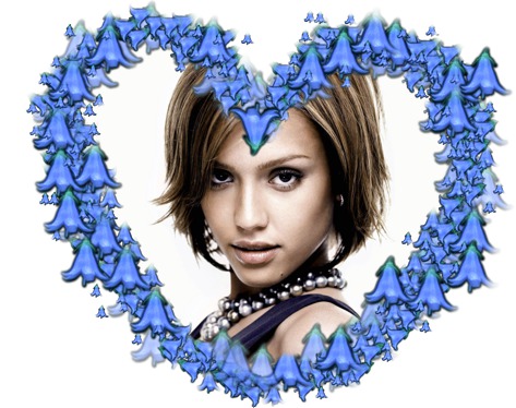 Hjerte ♥ Blå blomster Fotomontasje